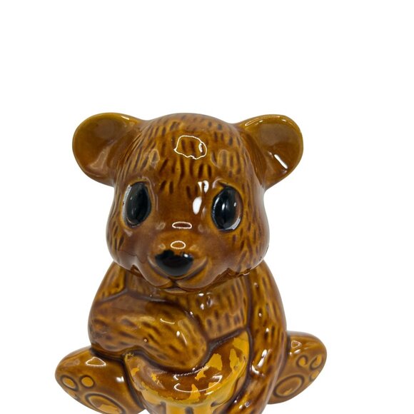 Vtg Ceramic Brown Bear Honey Jar Removable Head - Picture 2 of 8